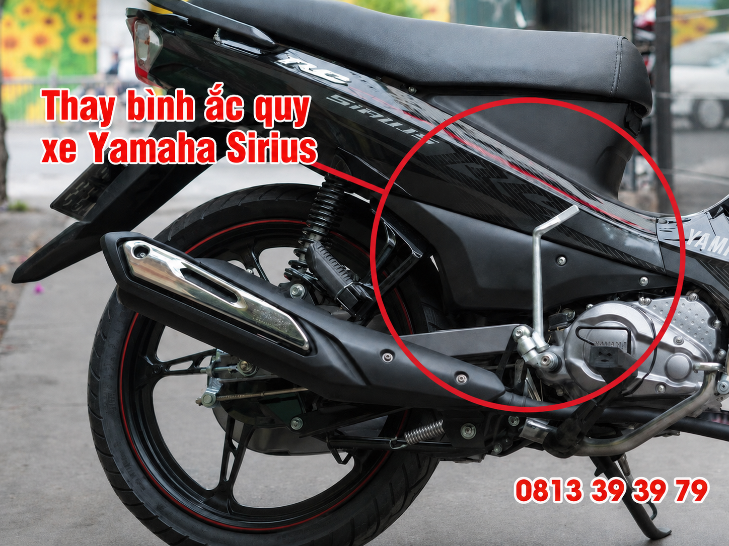 Thay bình ắc quy xe Yamaha Sirius