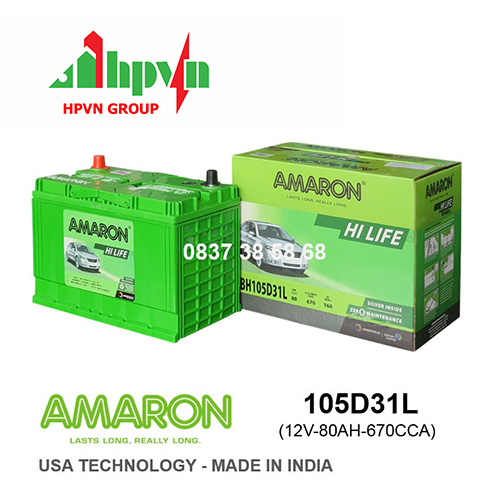 BÌNH ẮC QUY AMARON 105D31L (12V-80AH)