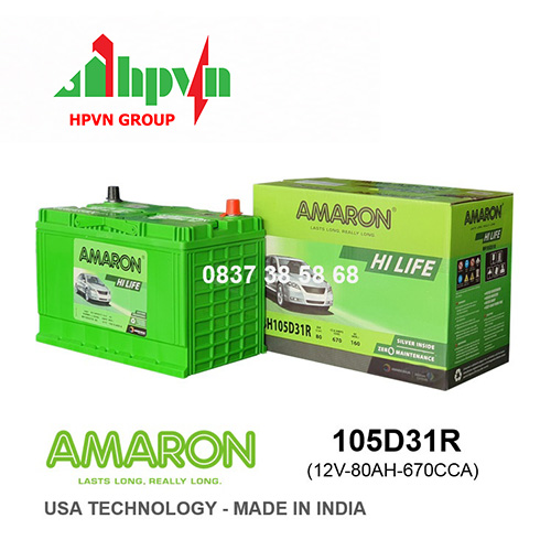 BÌNH ẮC QUY AMARON 105D31R (12V-80AH)