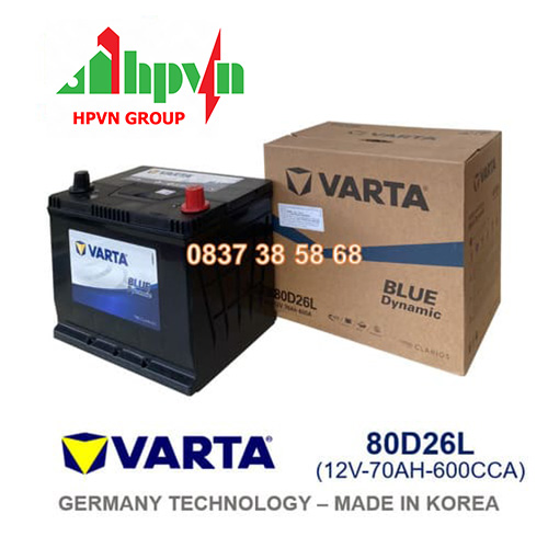 BÌNH ẮC QUY VARTA 80D26L (12V-75AH)