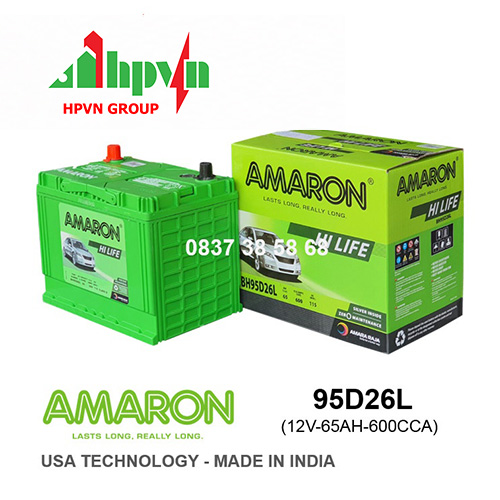 BÌNH ẮC QUY AMARON 95D26L (12V-65AH)