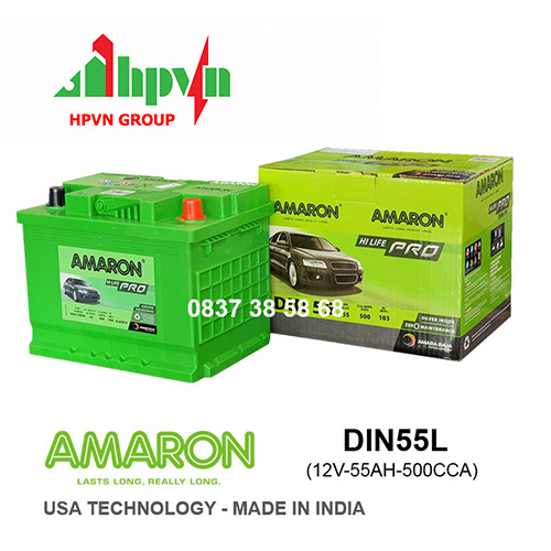 BÌNH ẮC QUY AMARON DIN55L (12V-55AH)