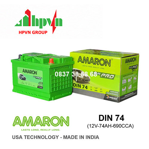 BÌNH ẮC QUY AMARON DIN74 (12V-74AH)