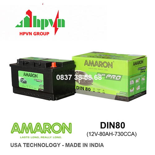 Bình Ắc Quy Amaron DIN80 (12V - 80Ah)