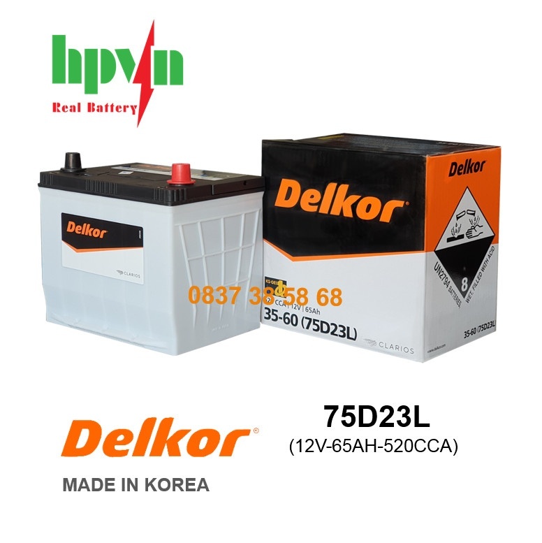 BÌNH ẮC QUY DELKOR 75D23L (12V-65AH)