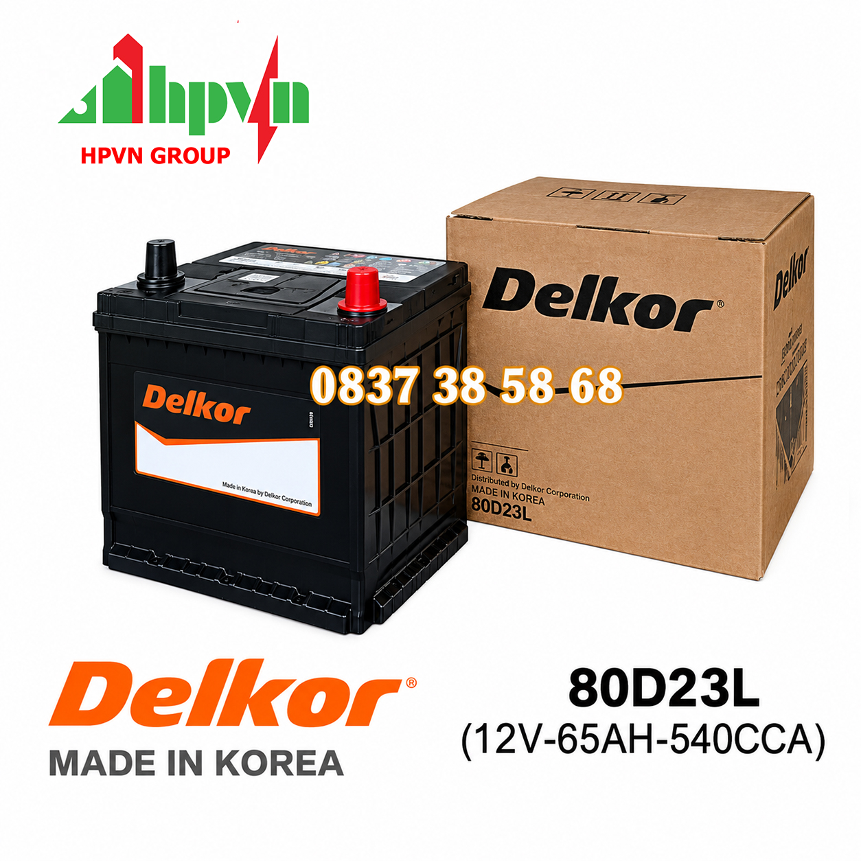 ẮC QUY DELKOR 80D23L (12V-65AH)