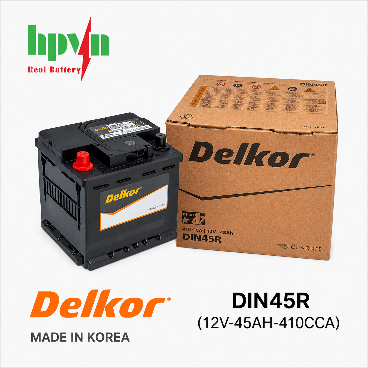 Ắc Quy Delkor DIN45R (12V - 45AH)