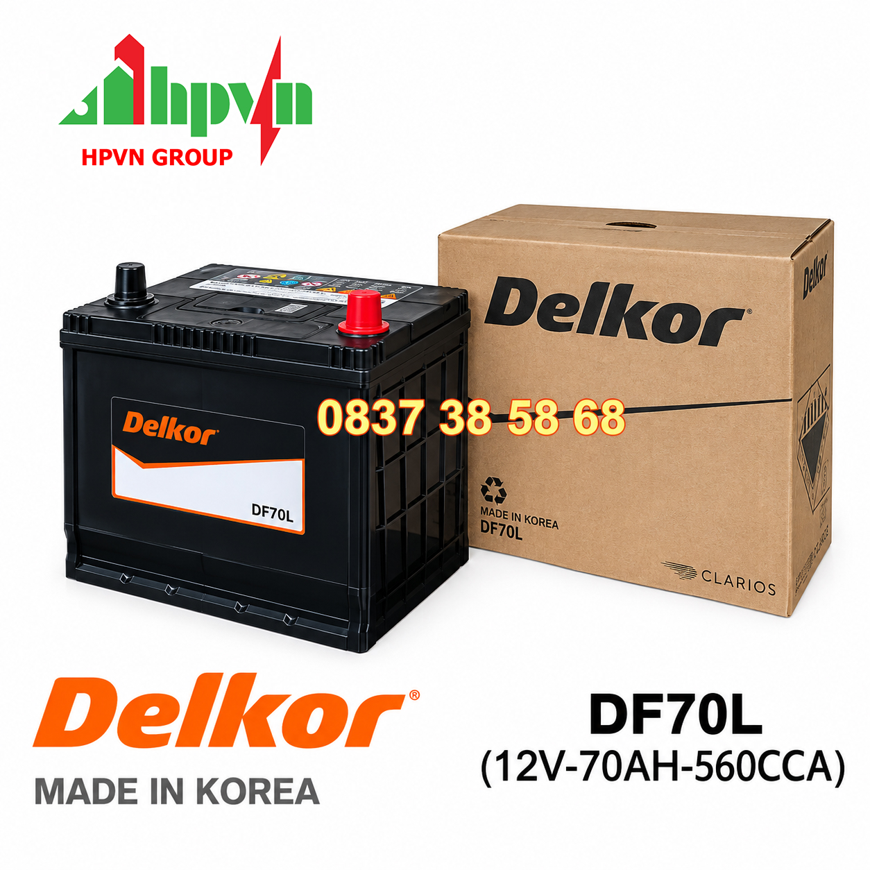 ẮC QUY DELKOR DF70L (12V-70AH)