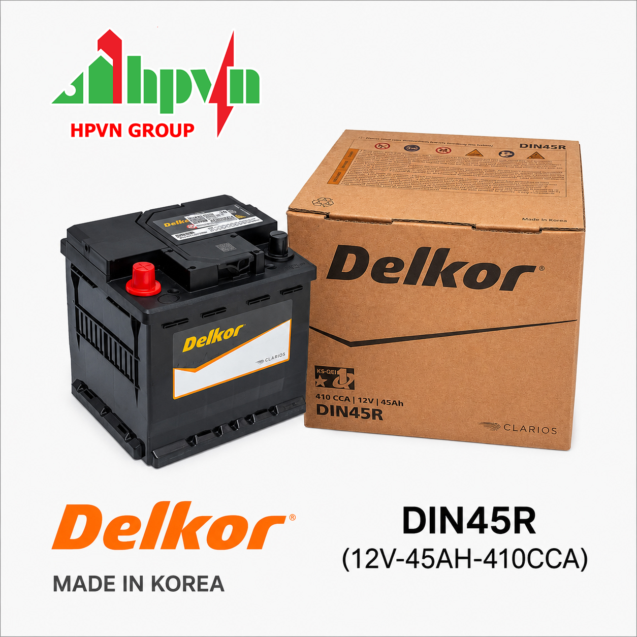 Ắc Quy Delkor DIN45R (12V - 45AH)