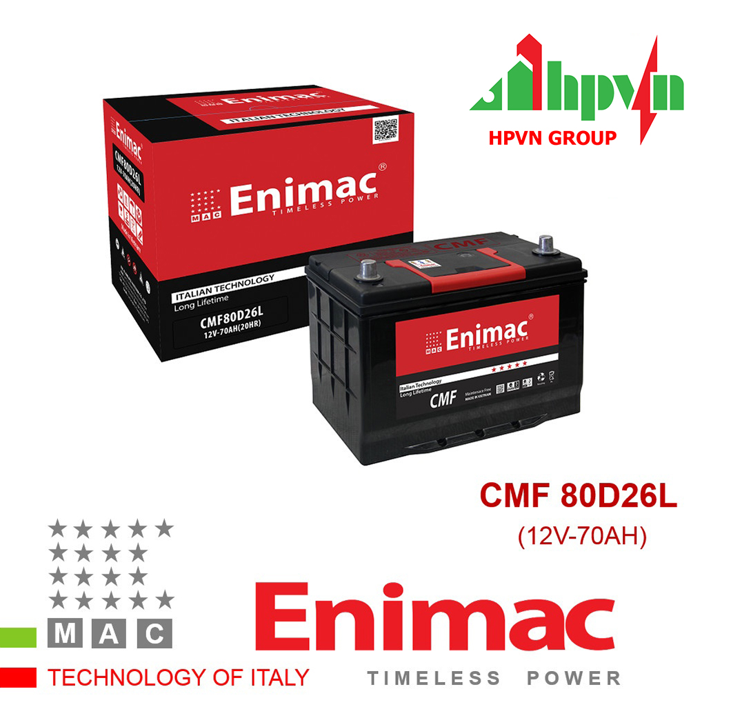  BÌNH ẮC QUY ENIMAC CMF 80D26L (12V-70AH)