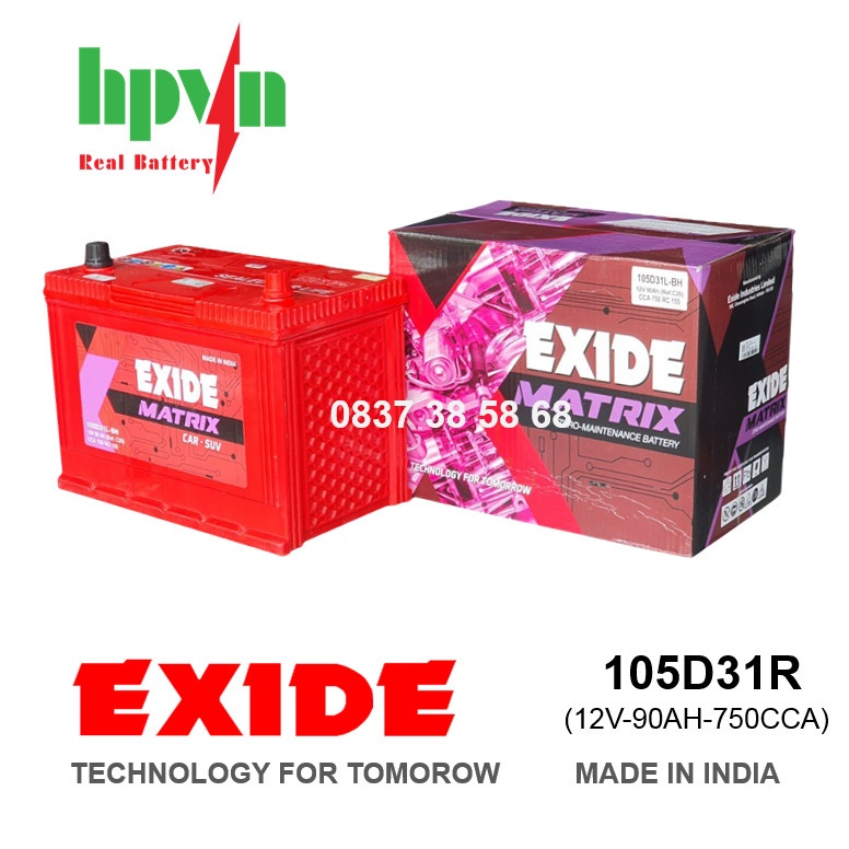 BÌNH ẮC QUY EXIDE 105D31R (12V-90AH)