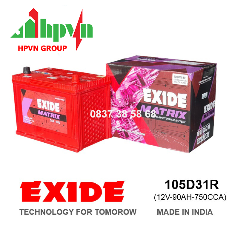 BÌNH ẮC QUY EXIDE 105D31R (12V-90AH)