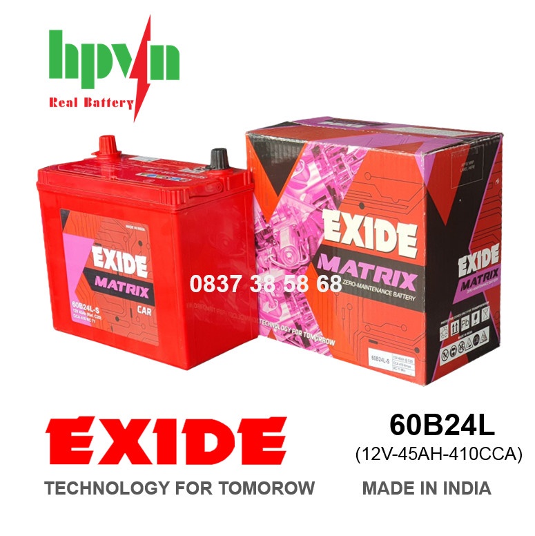 BÌNH ẮC QUY EXIDE 60B24L (12V-45AH)