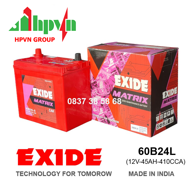 BÌNH ẮC QUY EXIDE 60B24L (12V-45AH)