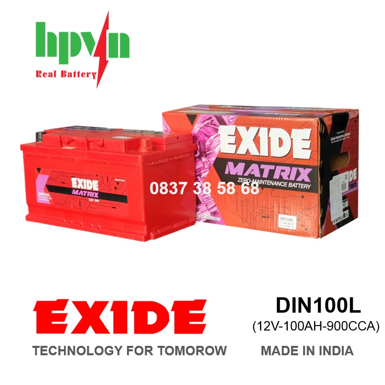 BÌNH ẮC QUY EXIDE DIN100L (12V-100AH)