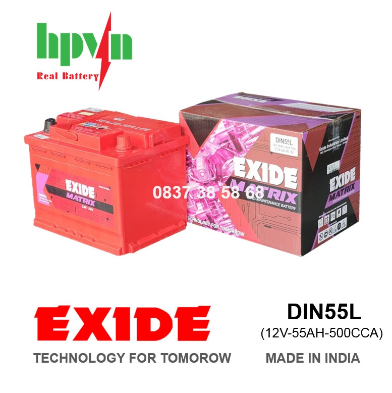 BÌNH ẮC QUY EXIDE DIN55L (12V-55AH)