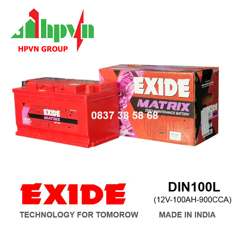 BÌNH ẮC QUY EXIDE DIN100L (12V-100AH)