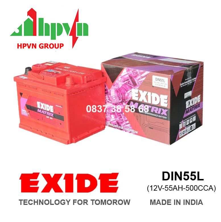 BÌNH ẮC QUY EXIDE DIN55L (12V-55AH)