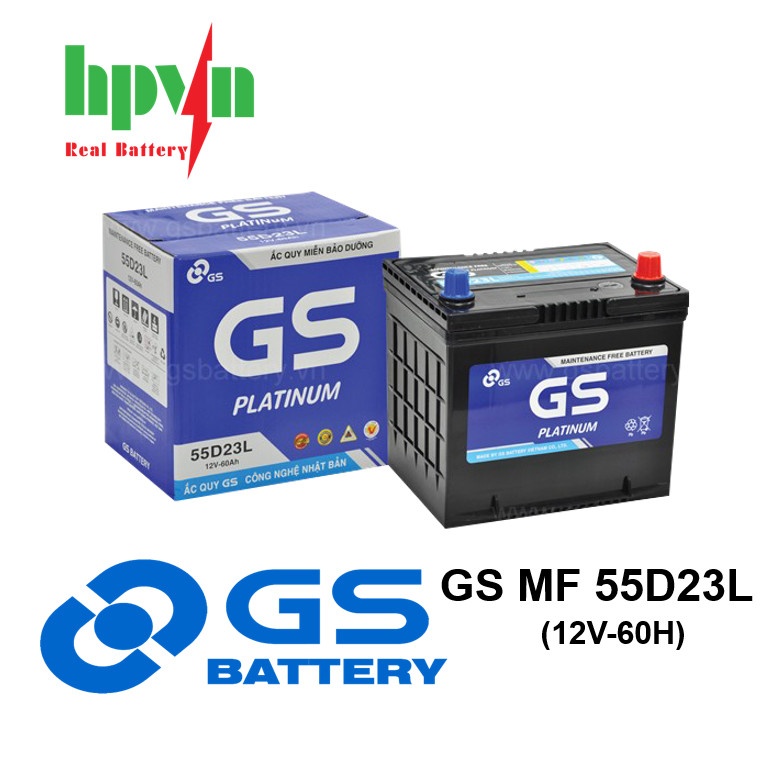 BÌNH ẮC QUY GS MF 55D23L (12V-60AH)