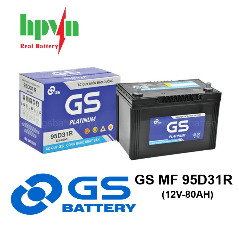 BÌNH ẮC QUY GS MF 95D31R (12V-80AH)