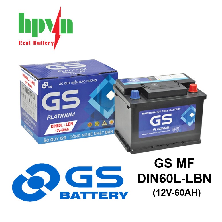Bình ắc quy GS MF DIN60L- LBN (12V-60AH)