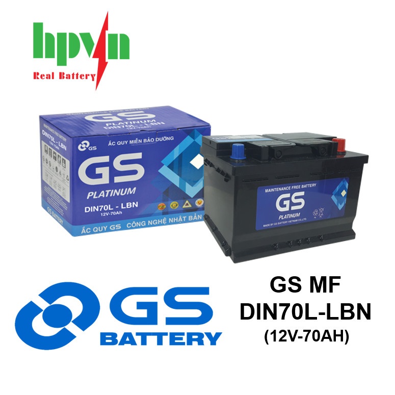 BÌNH ẮC QUY GS MF DIN 70L-LBN (12V-70AH)