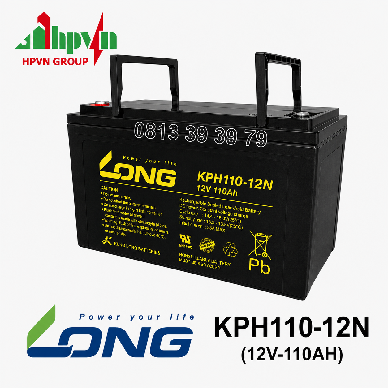 Ắc Quy Long KPH110-12N (12V-110Ah) Chính Hãng