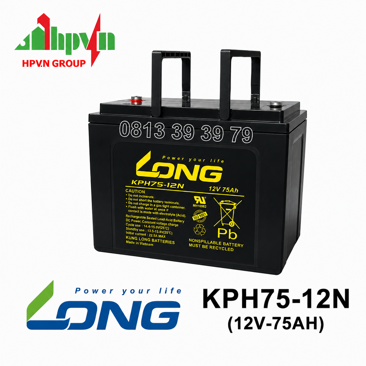 Ắc Quy Long KPH75-12N (12V-75Ah)
