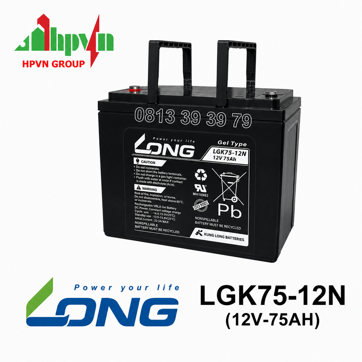 Ắc Quy Long LGK75-12N (12V-75Ah) Chính Hãng