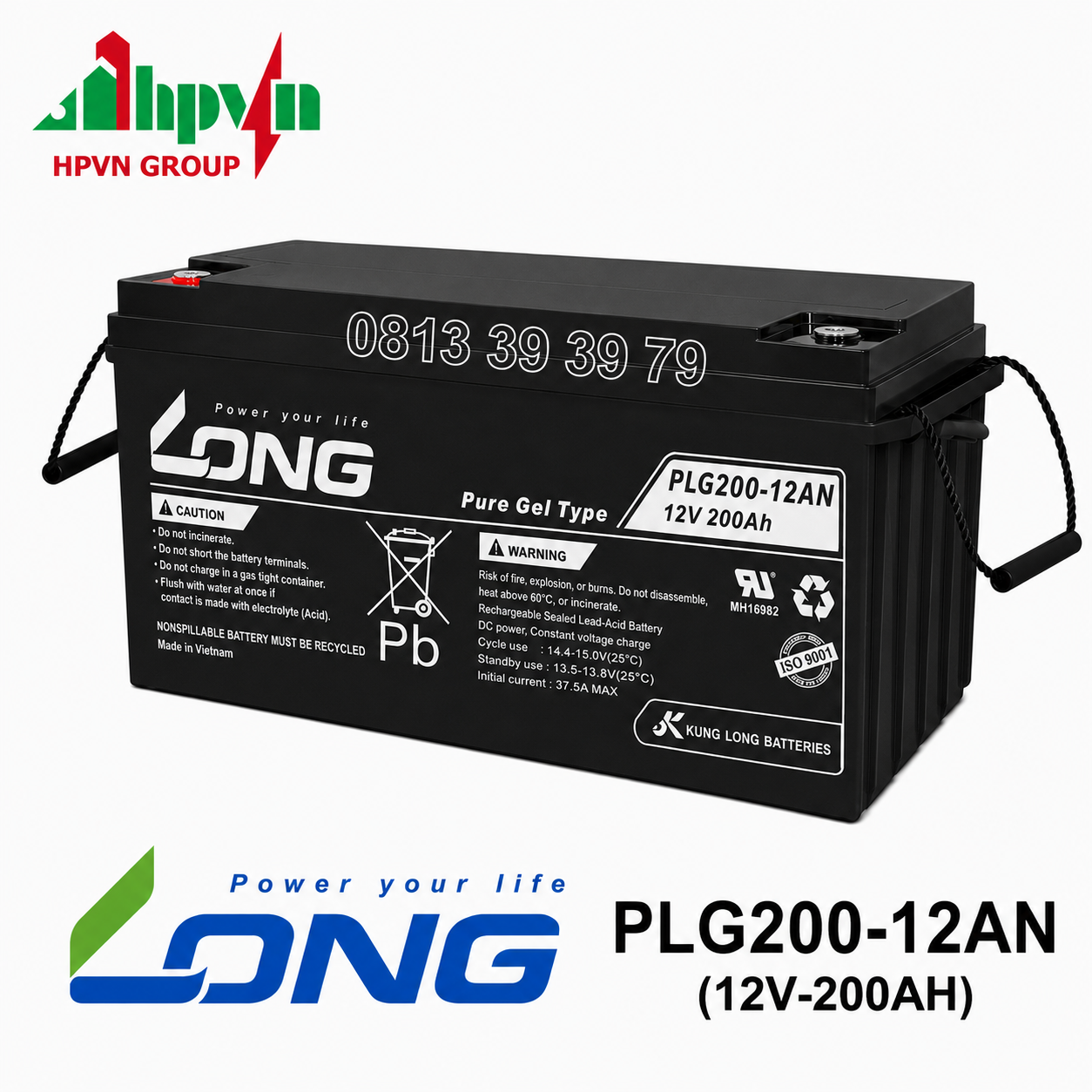 Ắc Quy Long PLG200-12N (12V-200Ah) Chính Hãng