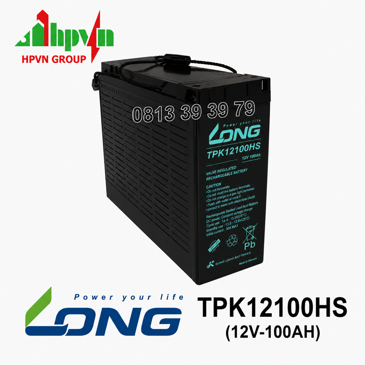 Ắc Quy Long TPK12100HS (12V-100Ah) Chính Hãng