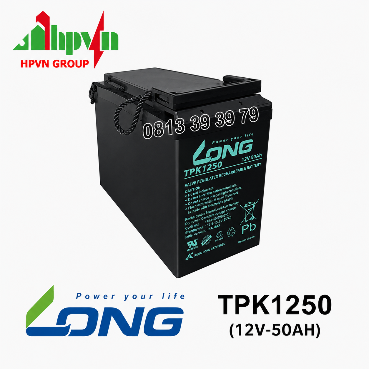 Ắc Quy Long TPK1250 (12V-50Ah) Chính Hãng
