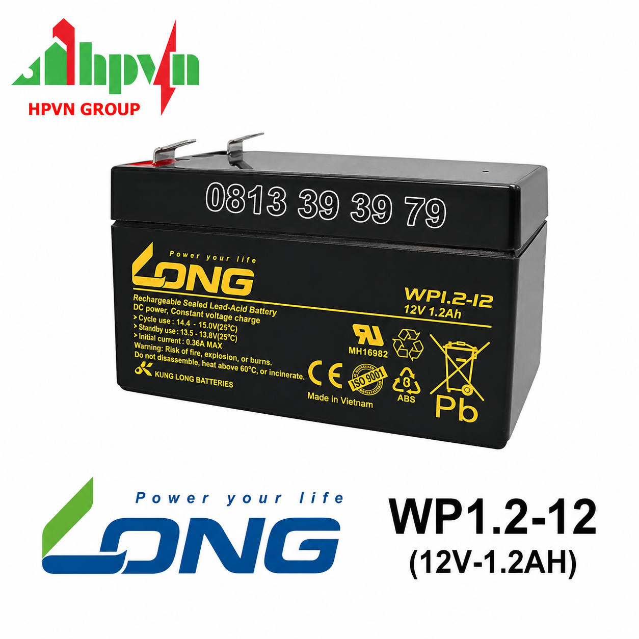 Ắc Quy Long WP1.2-12 (12V-1.2Ah)
