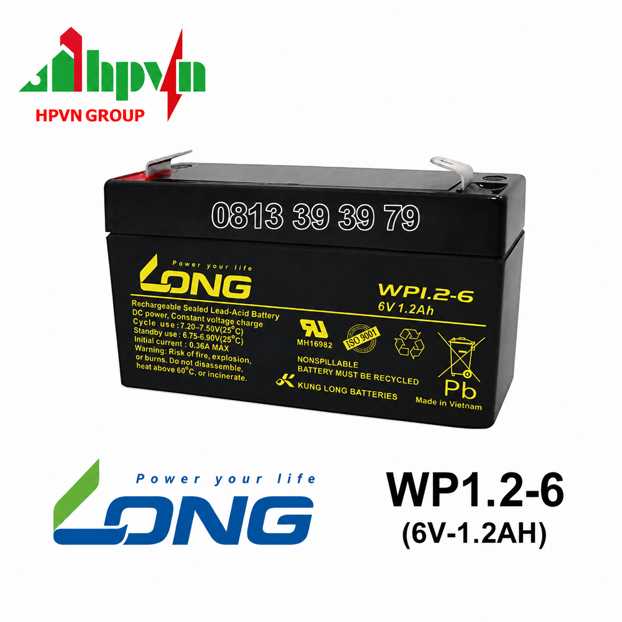 Ắc Quy Long WP1.2-6 (6V-1.2Ah)