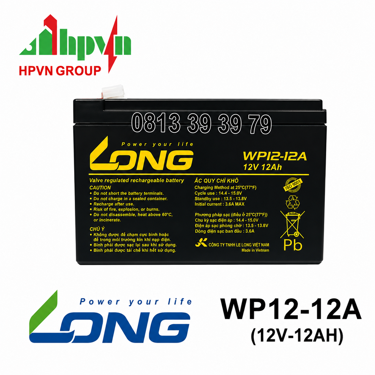 Ắc Quy Long WP12-12A (12V-12Ah)