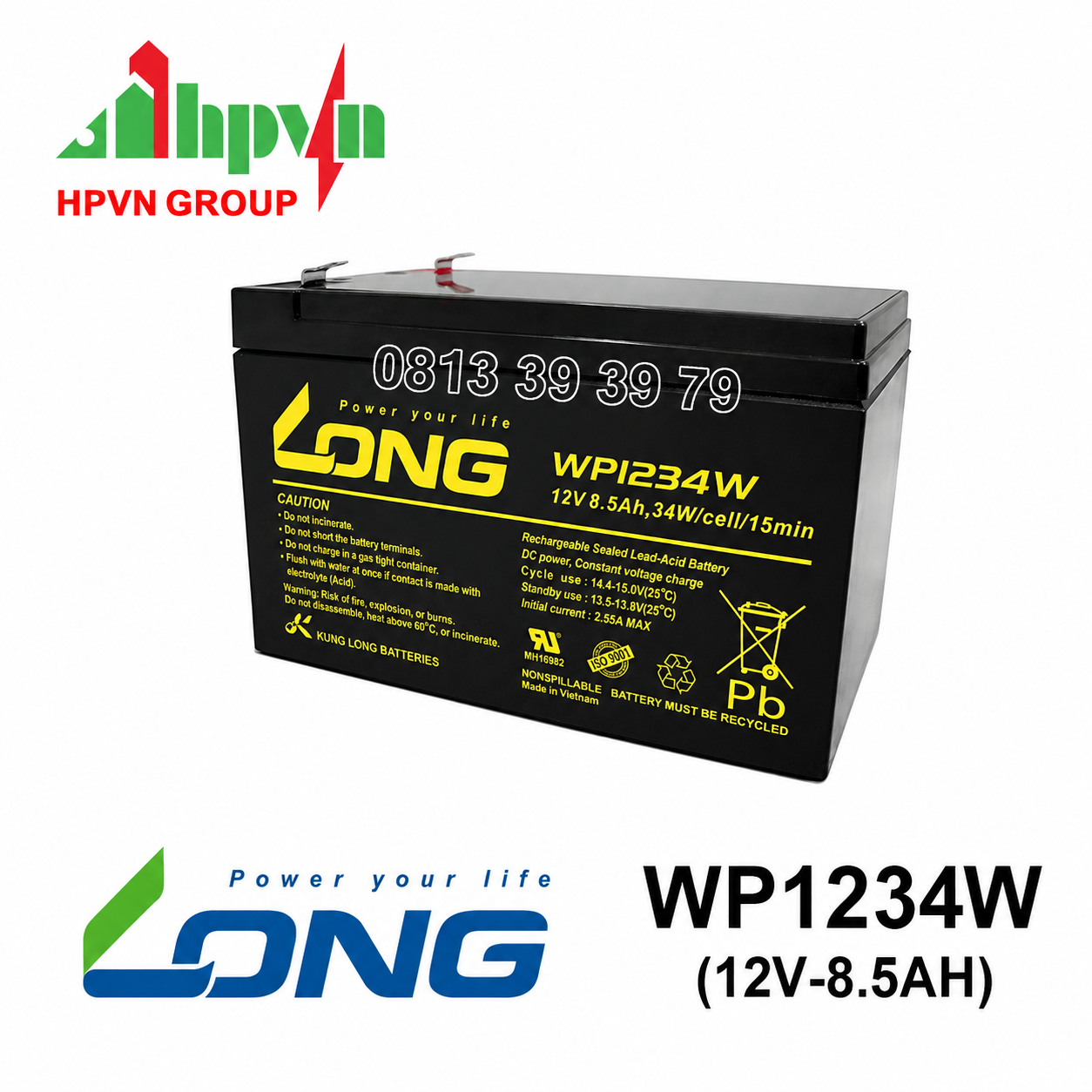 Ắc Quy Long WP1234W (12V-8.5Ah)