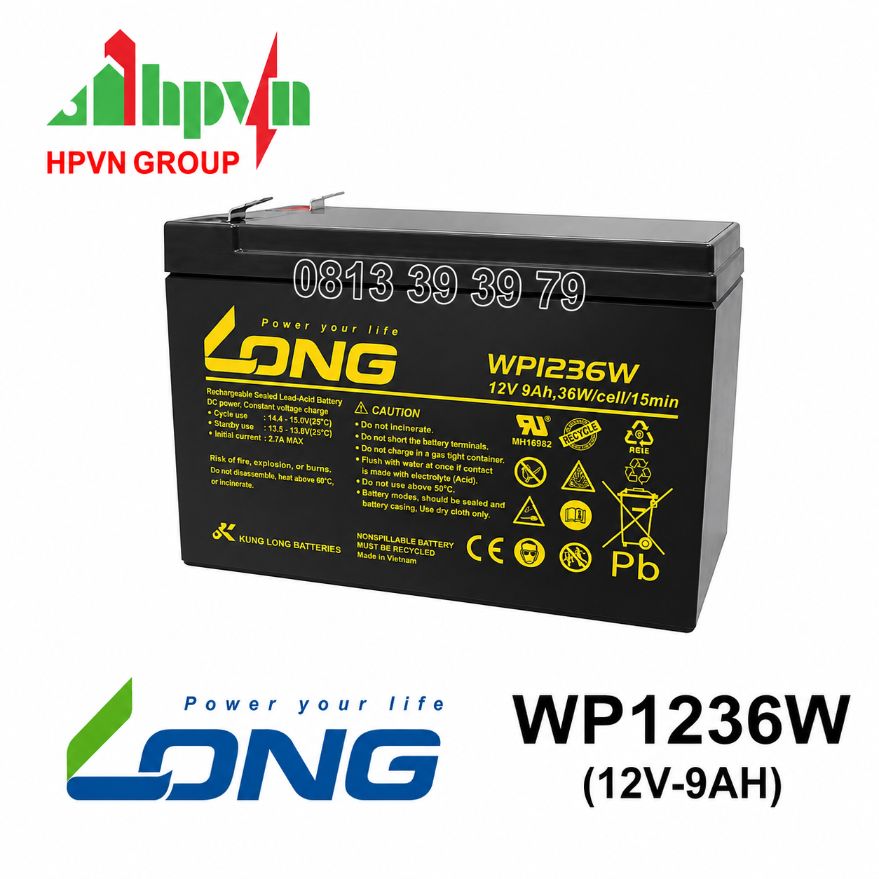 Ắc Quy Long WP1236W (12V-9Ah)