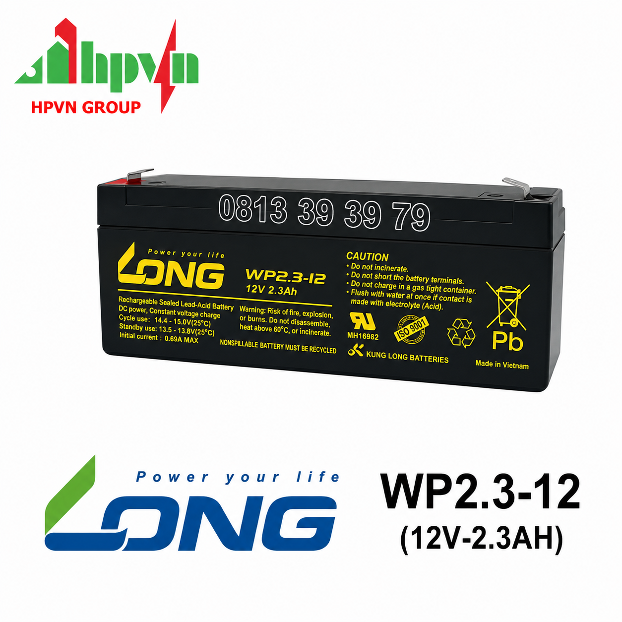 Ắc Quy Long WP2.3-12 (12V-2.3Ah)