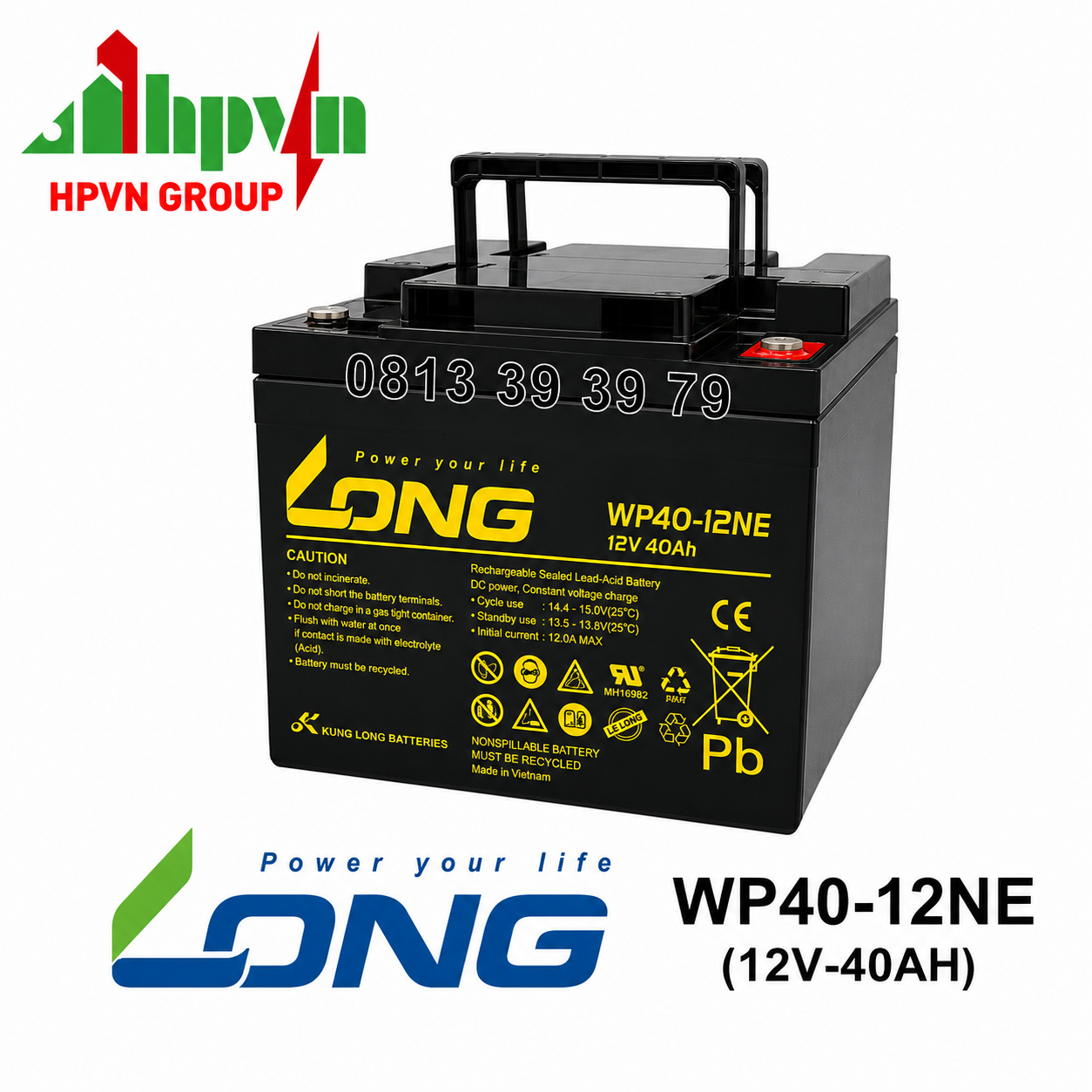 Ắc Quy Long WP40-12NE (12V-40Ah) Chính Hãng
