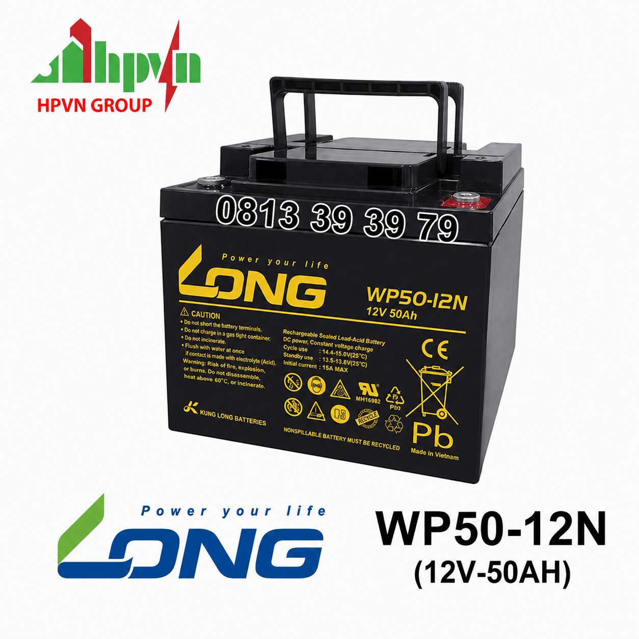Ắc Quy Long WP50-12N (12V-50Ah) Chính Hãng