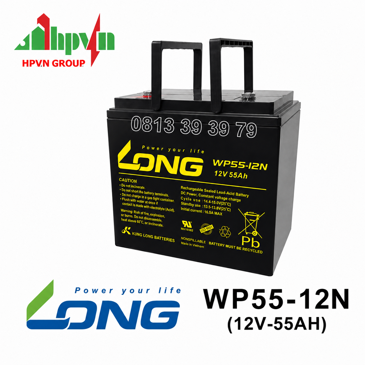 Ắc Quy Long WP55-12N (12V-55Ah) Chính Hãng
