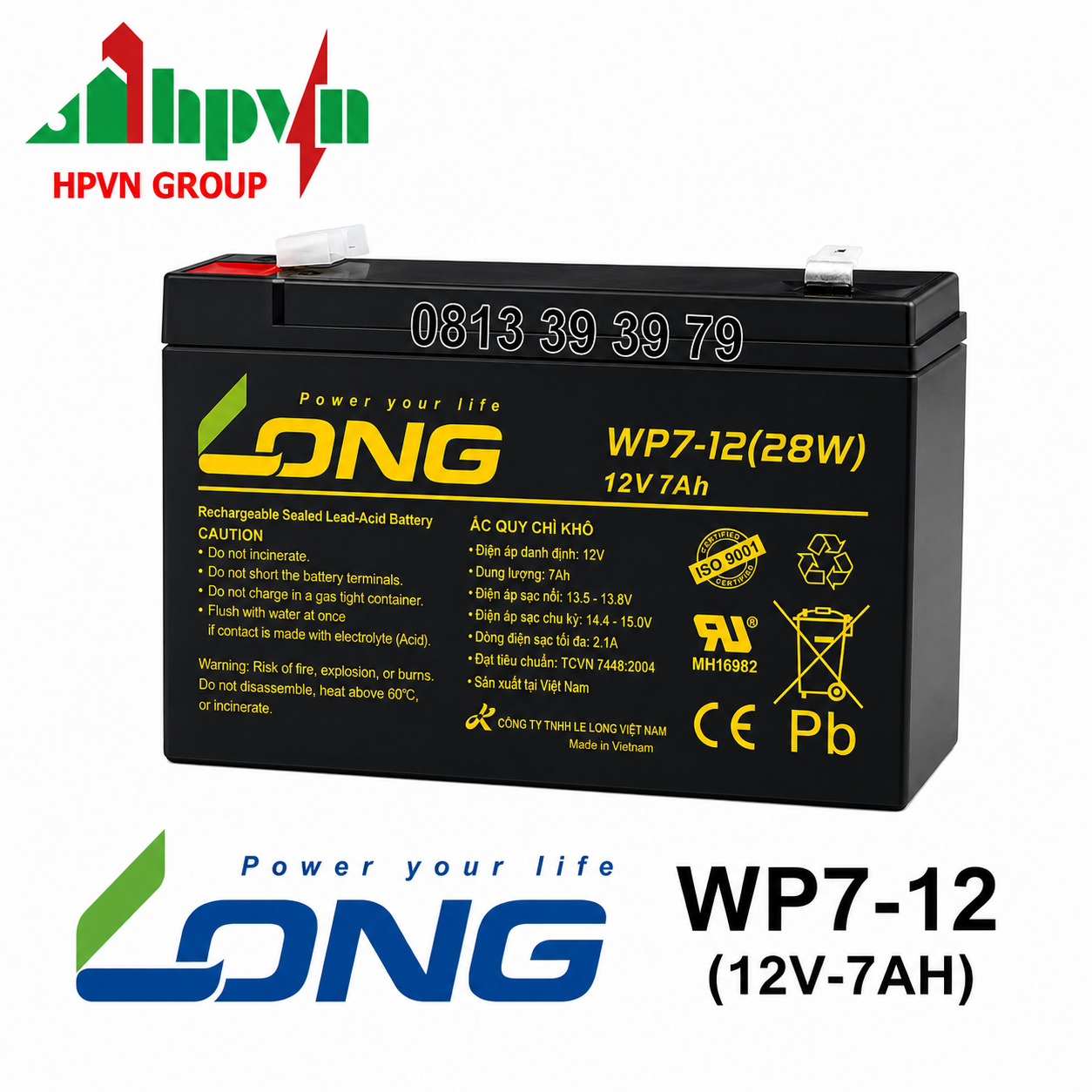 Ắc Quy Long WP7-12 (12V-7Ah)
