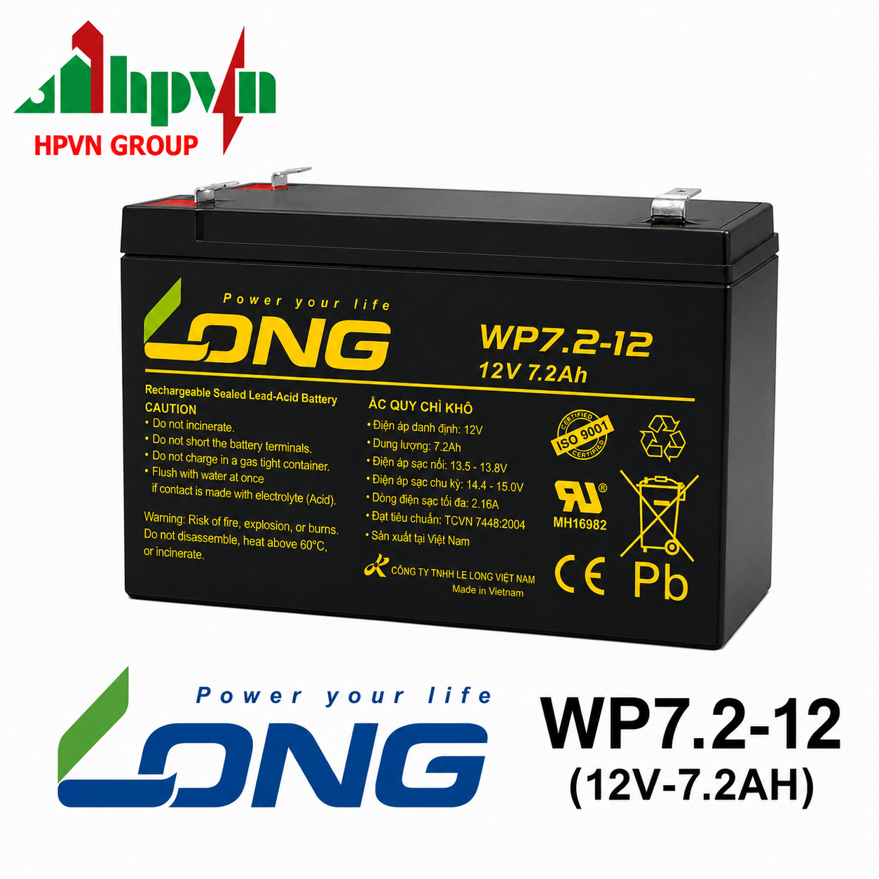 Ắc Quy Long WP7.2-12 (12V-7.2Ah)