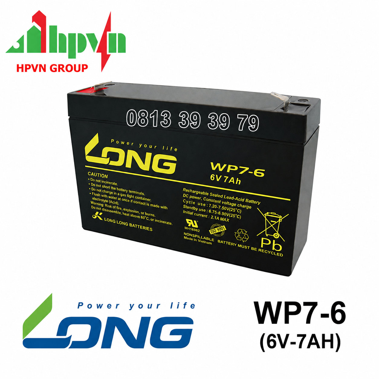 Ắc Quy Long WP7-6 (6V-7Ah)