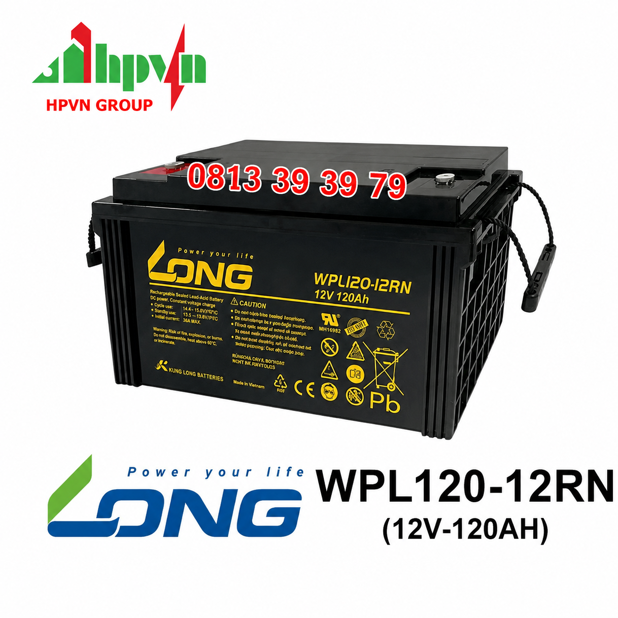 Ắc Quy Long WPL120-12RN (12V-120Ah)