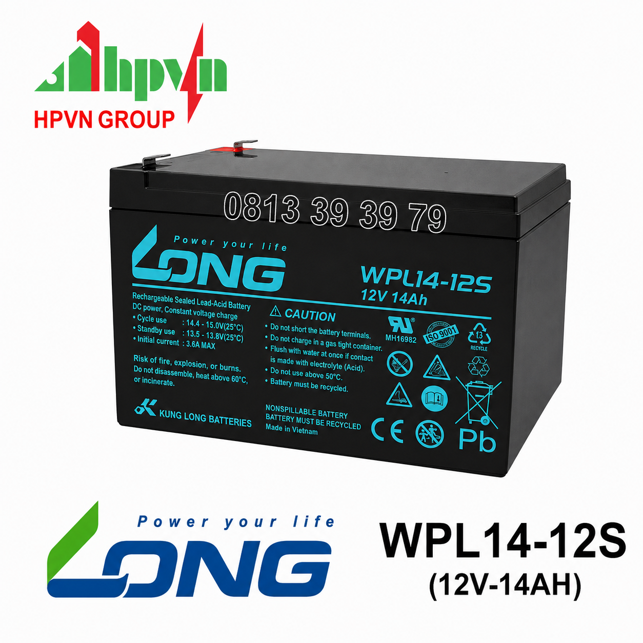 Ắc Quy Long WPL14-12S (12V-14Ah)