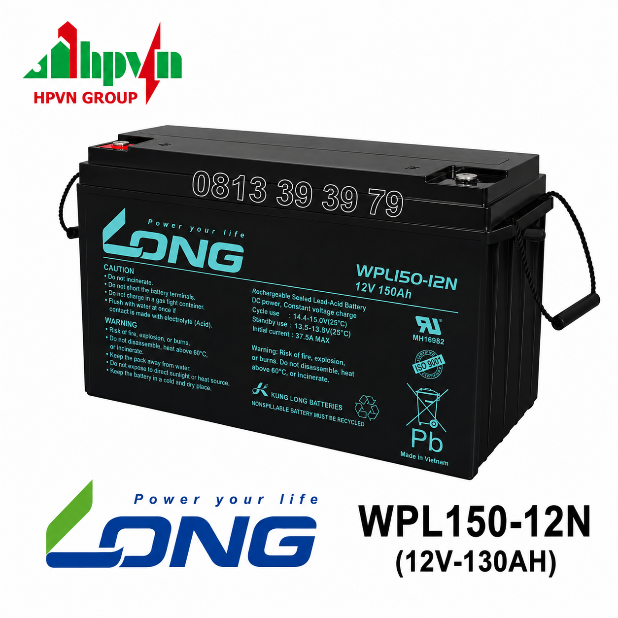 Ắc Quy Long WPL150-12N (12V-150Ah) Chính Hãng