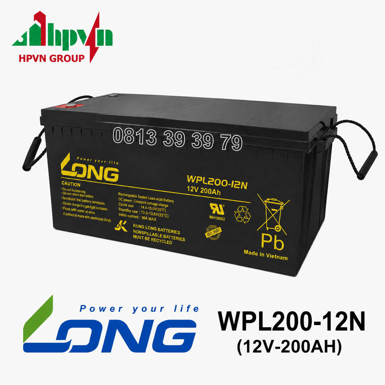 Ắc Quy Long WPL200-12N (12V-200Ah)