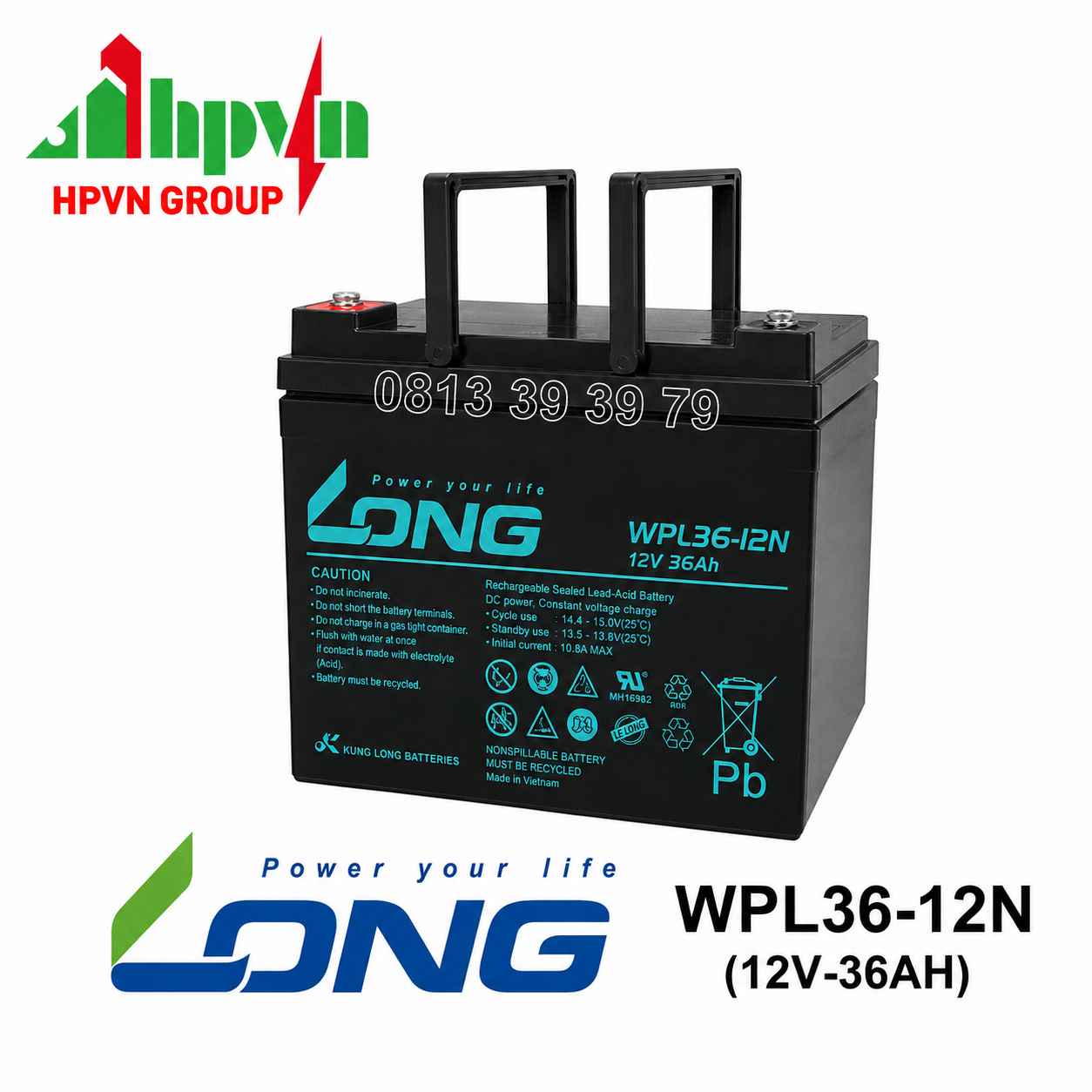 Ắc Quy Long WPL36-12N (12V-36Ah) Chính Hãng