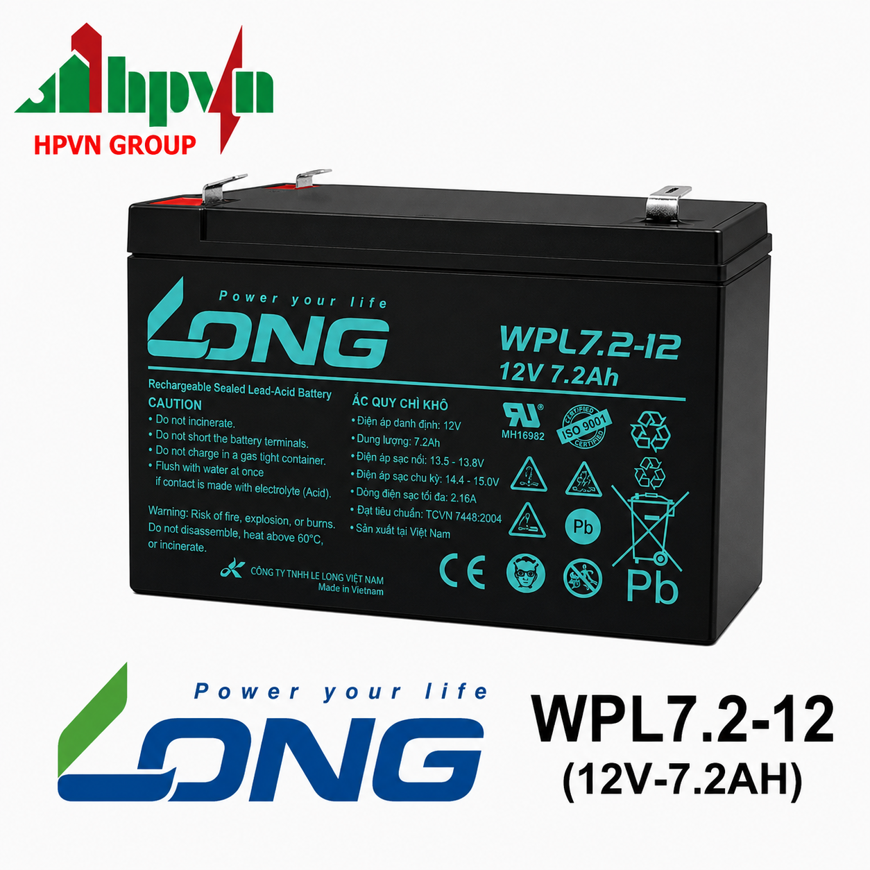 Ắc Quy Long WPL7.2-12 (12V-7.2Ah)